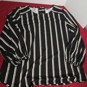 Adrianna Papell Black and White Striped Blouse